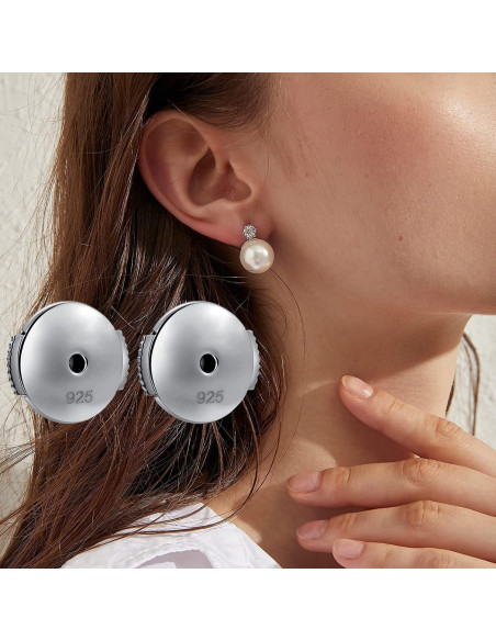 Respaldo de Aretes Jiahanzb Oro Blanco 18K Hipoalergénico 2 Piezas
