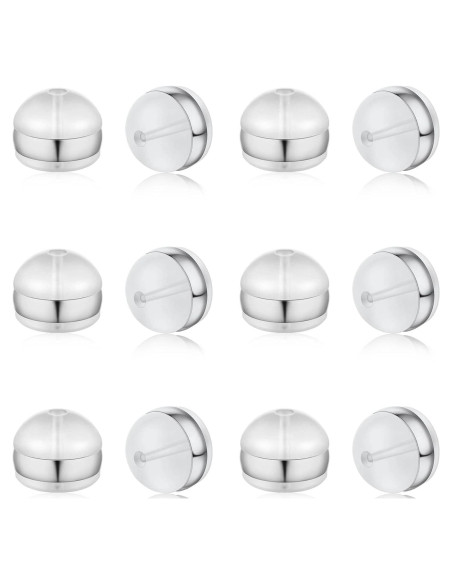 Respaldo de Aretes de Silicona DELECOE 12 Piezas Oro Blanco Respaldo de Aretes de Silicona DELECOE 12 Piezas Oro Blanco