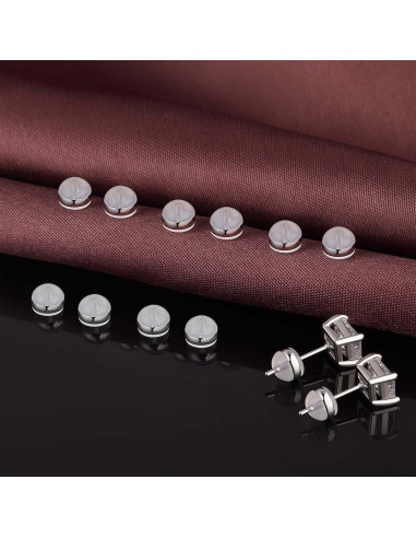 Respaldo de Aretes de Silicona DELECOE 12 Piezas Oro Blanco