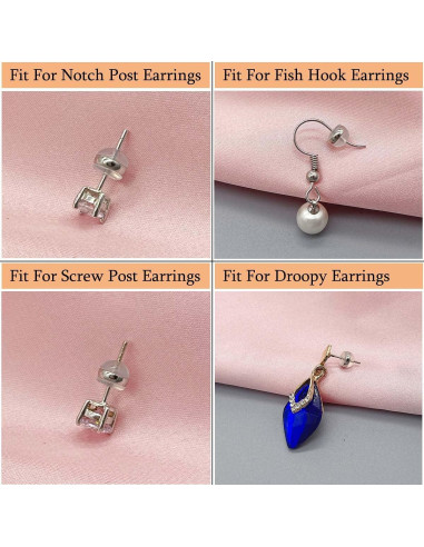 Respaldo de Aretes de Silicona DELECOE 12 Piezas Oro Blanco