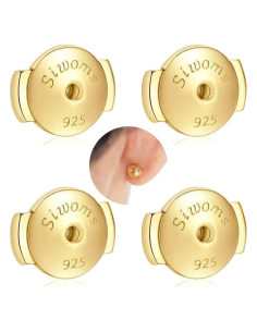 Respaldos de Aretes Hipoalergénicos Siwoms Oro 14K 8mm 4 Pairs