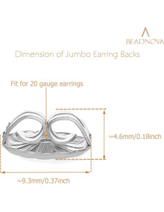 Respaldo Jumbo de Pendientes BEADNOVA 925 Plata Esterlina 4pcs 2