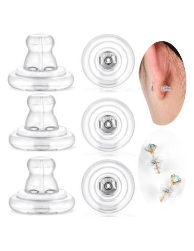 12 Respaldo de Pendientes Zithyond Oro Blanco Silicona Hipoalergénico