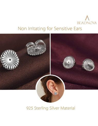 Respaldo Jumbo de Pendientes BEADNOVA 925 Plata Esterlina 4pcs