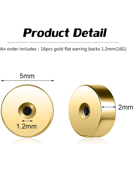 Soportes de Pendientes de Acero Inoxidable AOEDEJ 8 Pares 1.2mm