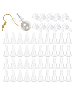 50 Respaldos de Aretes de Silicona Transparentes Teaaha