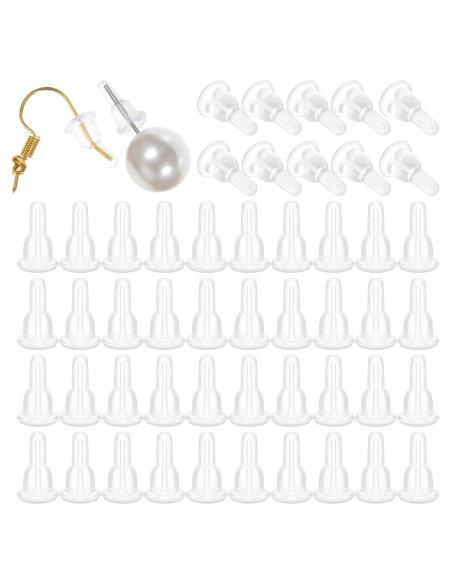 50 Respaldos de Aretes de Silicona Transparentes Teaaha