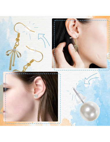 50 Respaldos de Aretes de Silicona Transparentes Teaaha