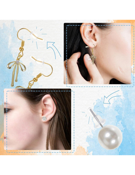 50 Respaldos de Aretes de Silicona Transparentes Teaaha