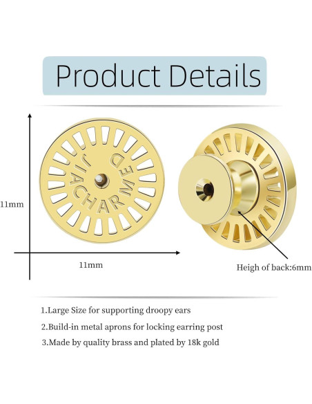 Resortes para Pendientes JIACHARMED Oro 18K 4 Piezas Hipoalergénicos