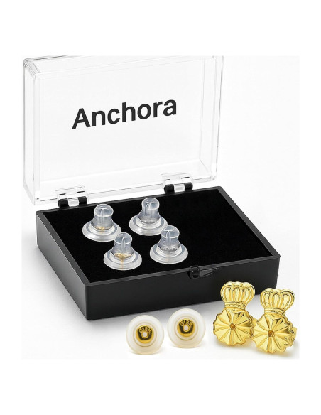 Soportes Elevadores para Pendientes Anchora - Silicona 18K Oro 6 Pcs