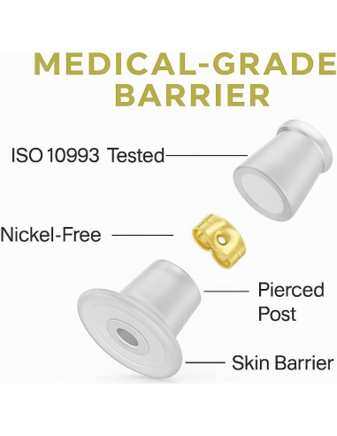 Soportes Elevadores para Pendientes Anchora - Silicona 18K Oro 6 Pcs