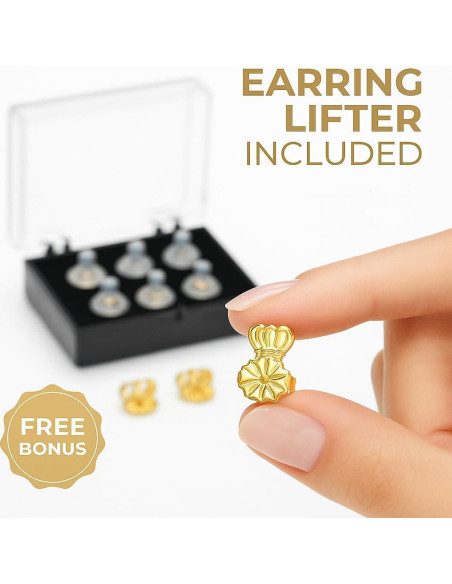 Soportes Elevadores para Pendientes Anchora - Silicona 18K Oro 6 Pcs