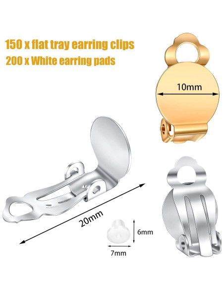 Kit de Joyería Hicarer 350 Piezas Clips y Almohadillas DIY