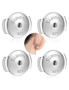 2 Pares Sujetadores Pendientes Hipoalergénicos Siwoms 7mm Oro Blanco