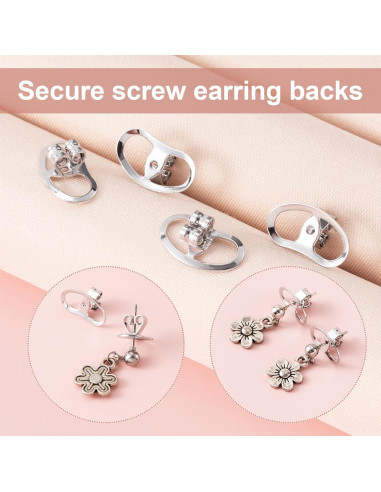 Respaldos de Aretes Isslly 2 Pares Oro Blanco para Orejas Caídas