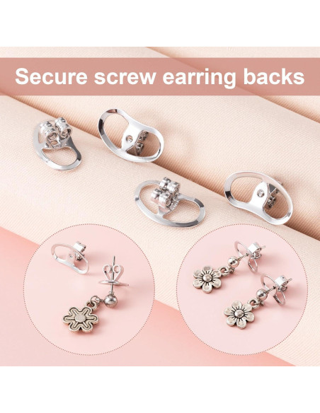 Respaldos de Aretes Isslly 2 Pares Oro Blanco para Orejas Caídas