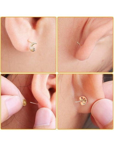 Respaldo de Pendientes Dorados Tasodin 12pcs Acero Inoxidable