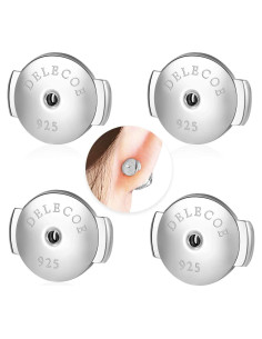 Respaldo de Aretes DELECOE 18K Oro Blanco Hipoalergénico 4 Piezas