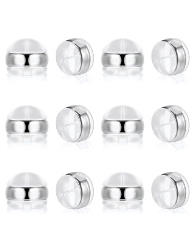 12 Tapones de Silicona Planos Mabor para Pendientes Blancos