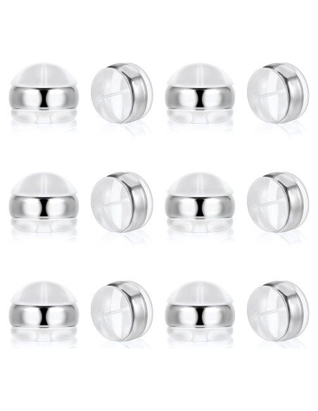 12 Tapones de Silicona Planos Mabor para Pendientes Blancos