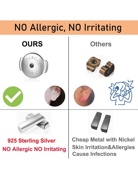 Respaldo de Aretes DELECOE 18K Oro Blanco Hipoalergénico 4 Piezas Respaldo de Aretes DELECOE 18K Oro Blanco Hipoalergénico 4 Piezas