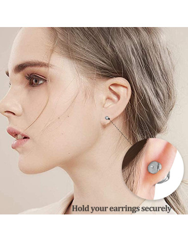 Respaldo de Aretes DELECOE 18K Oro Blanco Hipoalergénico 4 Piezas