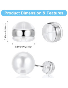 12 Tapones de Silicona Planos Mabor para Pendientes Blancos 2