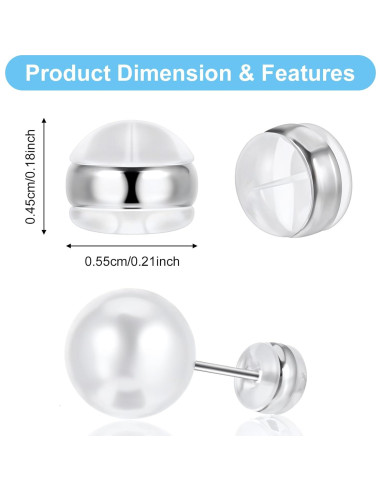 12 Tapones de Silicona Planos Mabor para Pendientes Blancos