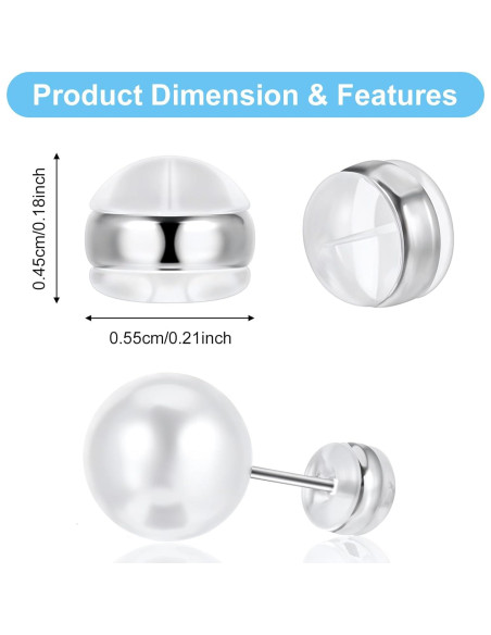 12 Tapones de Silicona Planos Mabor para Pendientes Blancos