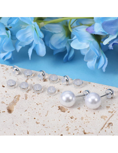 12 Tapones de Silicona Planos Mabor para Pendientes Blancos