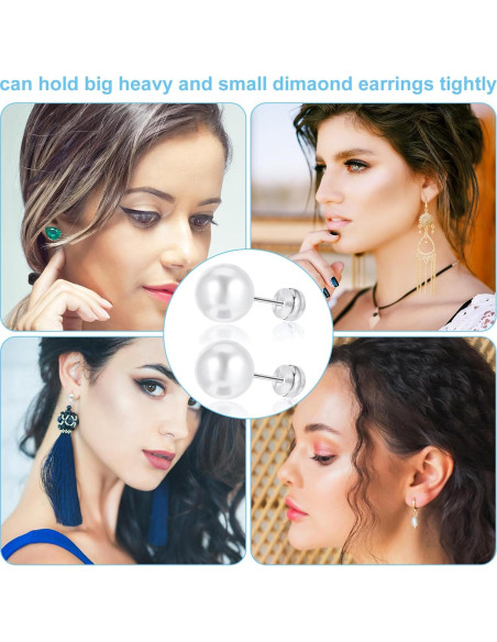 12 Tapones de Silicona Planos Mabor para Pendientes Blancos