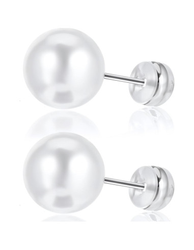 12 Tapones de Silicona Planos Mabor para Pendientes Blancos