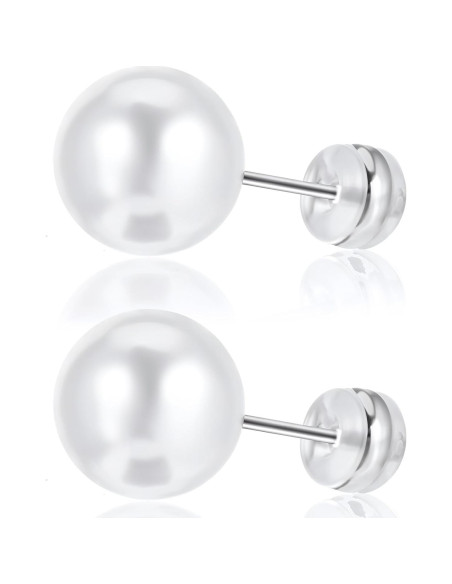 12 Tapones de Silicona Planos Mabor para Pendientes Blancos