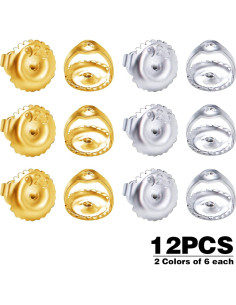 12 Respaldo de Aretes con Tornillo Hmjpng Oro 18K y Plata 925 2
