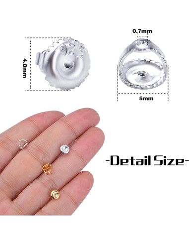 12 Respaldo de Aretes con Tornillo Hmjpng Oro 18K y Plata 925