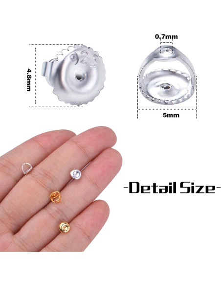 12 Respaldo de Aretes con Tornillo Hmjpng Oro 18K y Plata 925