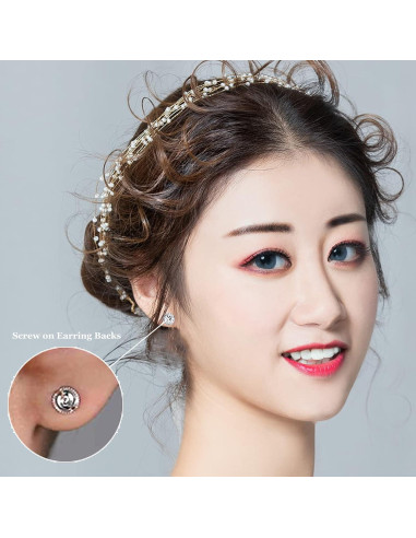 12 Respaldo de Aretes con Tornillo Hmjpng Oro 18K y Plata 925