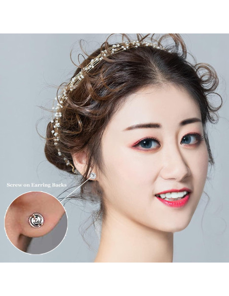 12 Respaldo de Aretes con Tornillo Hmjpng Oro 18K y Plata 925