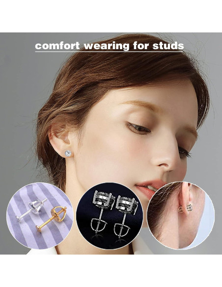 12 Respaldo de Aretes con Tornillo Hmjpng Oro 18K y Plata 925