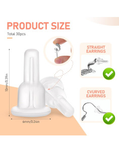 30 Respaldos de Aretes de Silicona Planos EupHHonycs 6x10mm 2