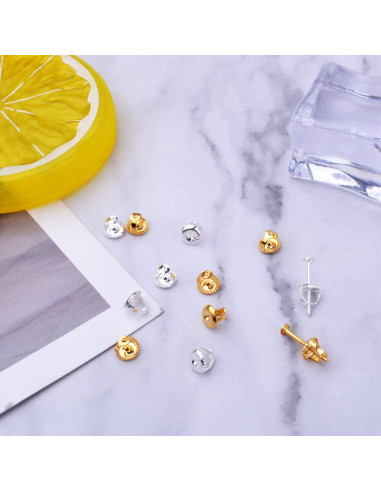 12 Respaldo de Aretes con Tornillo Hmjpng Oro 18K y Plata 925