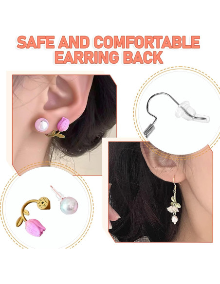 30 Respaldos de Aretes de Silicona Planos EupHHonycs 6x10mm