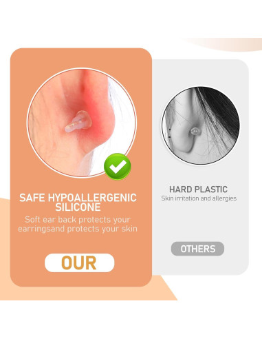 30 Respaldos de Aretes de Silicona Planos EupHHonycs 6x10mm