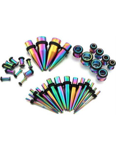 Kit de Estiramiento de Orejas 36 Piezas Acero Inoxidable 14G-00G 2