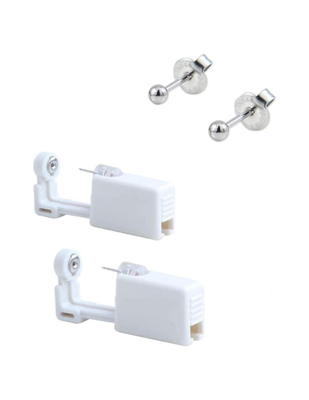 Kit 2 Pistolas de Perforación de Orejas QIXINWANG Plata