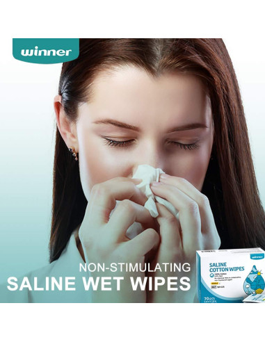Toallitas Estériles de Salina Winner 70 Unidades 15x20 cm