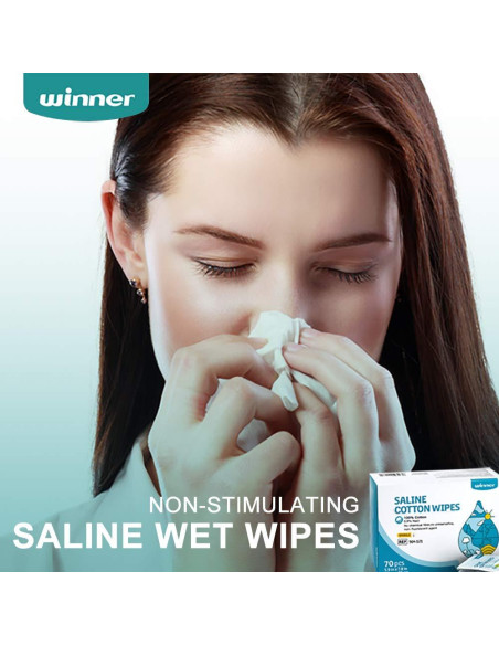 Toallitas Estériles de Salina Winner 70 Unidades 15x20 cm