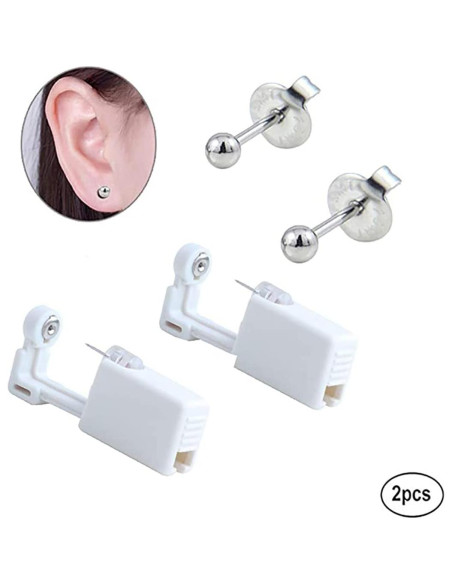 Kit 2 Pistolas de Perforación de Orejas QIXINWANG Plata