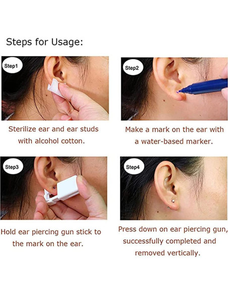 Kit 2 Pistolas de Perforación de Orejas QIXINWANG Plata